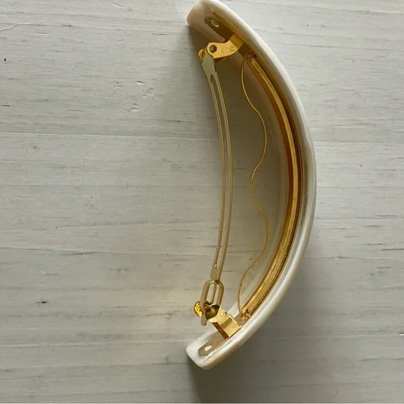 Vintage French pearl off white crème made with in France hair clip barrette - Picture 7 of 9